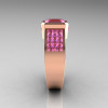 Ultra Modern 10K Rose Gold Princess Invisible and 1.0 CT Emerald Light Pink Sapphire Engagement Ring R169-10KRGLPS-4