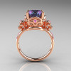 Modern Vintage 14K Rose Gold 2.5 Carat Alexandrite and Light Pink Sapphire Wedding Engagement Ring R167-14KRGLPSAL-2