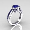 Classic Bridal 14K White Gold 2.0 Carat Heart Blue Sapphire Ring R314-14WGBS-2