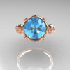 Modern Vintage 10K Rose Gold 2.5 Carat Aquamarine Diamond Wedding Engagement Ring R167-10KRGDAQ-3
