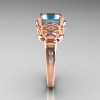 Modern Vintage 10K Rose Gold 2.5 Carat Aquamarine Diamond Wedding Engagement Ring R167-10KRGDAQ-4