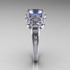 Modern Vintage 10K White Gold 2.5 Carat Blue Topaz Diamond Wedding Engagement Ring R167-10KWGDBT-4