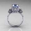 Modern Vintage 10K White Gold 2.5 Carat Blue Topaz Diamond Wedding Engagement Ring R167-10KWGDBT-2