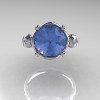 Modern Vintage 10K White Gold 2.5 Carat Blue Topaz Diamond Wedding Engagement Ring R167-10KWGDBT-3