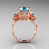 Modern Vintage 10K Rose Gold 2.5 Carat Aquamarine Diamond Wedding Engagement Ring R167-10KRGDAQ-2