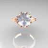 Modern Antique 14K Rose Gold Marquise Blue Sapphire and 2.0 CT Round Zirconia Solitaire Ring R90-2-14KRGBSCZ-4