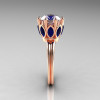 Modern Antique 14K Rose Gold Marquise Blue Sapphire and 2.0 CT Round Zirconia Solitaire Ring R90-2-14KRGBSCZ-3