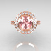 Classic 10K Rose Gold 1.5 Carat Morganite Diamond Solitaire Wedding Ring R115-10KRGDMO-4