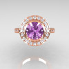 Classic 14K Rose Gold 1.5 Carat Lilac Amethyst Diamond Solitaire Wedding Ring R115-14KRGDLA-4