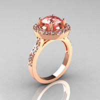Classic 10K Rose Gold 1.5 Carat Morganite Diamond Solitaire Wedding Ring R115-10KRGDMO-1