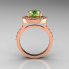 Classic 18K Rose Gold 1.5 Carat Green Topaz Diamond Solitaire Wedding Ring R115-18KRGDGT-2