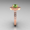 Classic 18K Rose Gold 1.5 Carat Green Topaz Diamond Solitaire Wedding Ring R115-18KRGDGT-3