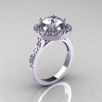 Classic 18K White Gold 1.5 Carat Cubic Zirconia Diamond Solitaire Wedding Ring R115-18KWGDCZ-1