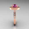 Classic 14K Rose Gold 1.5 Carat Lilac Amethyst Diamond Solitaire Wedding Ring R115-14KRGDLA-3