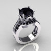 Reserved for Kurt – Classic 14K White Gold Black Diamond Magic Band Matching Solitaire Wedding Ring R301-M-14WGDBL-2