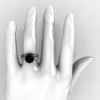 Reserved for Kurt – Classic 14K White Gold Black Diamond Magic Band Matching Solitaire Wedding Ring R301-M-14WGDBL-5