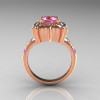 Modern Antique 14K Rose Gold 1.0 Carat Light Pink Sapphire Engagement Ring AR116-14KRGLPS-2