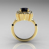 Modern Antique 14K Yellow Gold 1.0 Carat Black Diamond Engagement Ring AR116-14KYGDBD-2