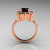 Modern Antique 14K Rose Gold 1.0 Carat Black Diamond Engagement Ring AR116-14KRGDBD-2