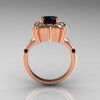 Modern Antique 14K Rose Gold 1.0 Carat Black Diamond Engagement Ring AR116-14KRGBDD-2