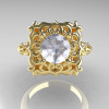 Modern Antique 10K Yellow Gold 1.0 Carat White Sapphire Diamond Engagement Ring AR116-10KYGDWS-3