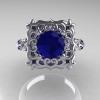 Modern Antique 10K White Gold 1.0 Carat Blue Sapphire Engagement Ring AR116-10KWGBLS-3