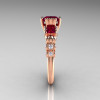 Classic 14K Rose Gold 1.25 CT Princess Garnet Diamond Three Stone Engagement Ring R171-14KRGDG-3