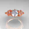 Fantasy Vintage 18K Rose Gold 1.0 CT Round White Sapphire Diamond Sea Star Engagement Ring R173-18KRGDWS-4