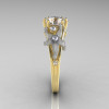 Classic Vintage 14K Two Tone Gold 1.0 CT Round White Sapphire Diamond Sea Star Engagement Ring R173-14KTTYGDWS-3