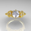 Fantasy Vintage 14K Yellow Gold 1.0 CT Round White Sapphire Diamond Sea Star Engagement Ring R173-14KYGDWS-4