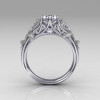 Classic Vintage 14K White Gold 1.0 CT Round White Sapphire Diamond Sea Star Engagement Ring R173-14KWGDWS-2