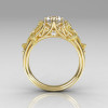 Fantasy Vintage 14K Yellow Gold 1.0 CT Round White Sapphire Diamond Sea Star Engagement Ring R173-14KYGDWS-2