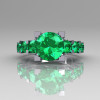 Modern Vintage 14K White Gold 2.0 Carat Emerald Designer Wedding Ring R142-14KWGEMM-4
