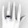 Designer Exclusive Classic 18K Black Gold 1.0 Carat Blue Sapphire Diamond Lace Ring R175-18KBGDBS-5