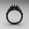 Designer Exclusive Classic 14K Black Gold 1.0 Carat White Sapphire Diamond Lace Ring R175-14KBGDWS-2