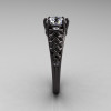 Designer Exclusive Classic 14K Black Gold 1.0 Carat White Sapphire Diamond Lace Ring R175-14KBGDWS-3