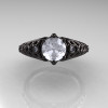 Designer Exclusive Classic 14K Black Gold 1.0 Carat White Sapphire Diamond Lace Ring R175-14KBGDWS-4