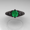 Designer Exclusive Classic 18K Black Gold 1.0 Carat Emerald Diamond Lace Ring R175-18KBGDEM-4