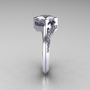 Modern French 14K White Gold .93 CT Princess CZ Diamond Engagement Wedding Ring R176-14WGDCZ-3