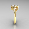 Art Nouveau 14K Yellow Gold .93 CT Princess CZ Diamond Engagement Wedding Ring R176-14YGDCZ-3