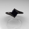 Exclusive French 14K Black Gold 1.23 CT Princess Black Diamond Engagement Ring R176-14BGDBD-4