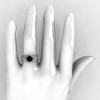Nature Classic 14K White Gold 1.0 CT Black Diamond  Leaf and Vine Engagement Ring R180-14KWGDBD-5