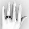 Designer Classic 14K Black Gold 1.0 CT White Sapphire Diamond  Leaf and Vine Wedding Ring Engagement Ring R180-14KBGDWS-5