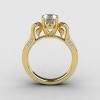14K Yellow Gold White Sapphire Diamond Wedding Ring Engagement Ring NN101-14KYGDWS-2