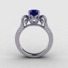 18K White Gold Blue Sapphire Diamond Wedding Ring Engagement Ring NN101-18KWGDBS-2