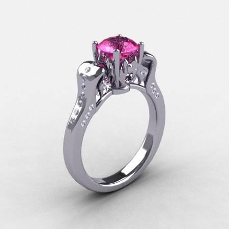 950 Platinum Pink Sapphire Diamond Wedding Ring Engagement Ring NN101-PLATDPS-1