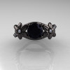 Designer Classic 10K Black Gold 1.0 CT Black Diamond  Leaf and Vine Wedding Ring Engagement Ring R180-10KBGDBD-4