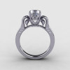 14K White Gold White Sapphire Diamond Wedding Ring Engagement Ring NN101-14KWGDWS-2