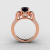 14K Rose Gold Black Diamond Wedding Ring Engagement Ring NN101-14KRGDBD-2