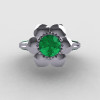 14K White Gold Emerald Wedding Ring Engagement Ring NN102-14KWGEM-4